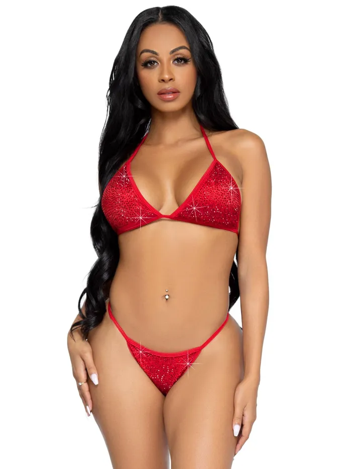 2 Pc Phoenix Bikini Set Red Small Leg Avenue Anal