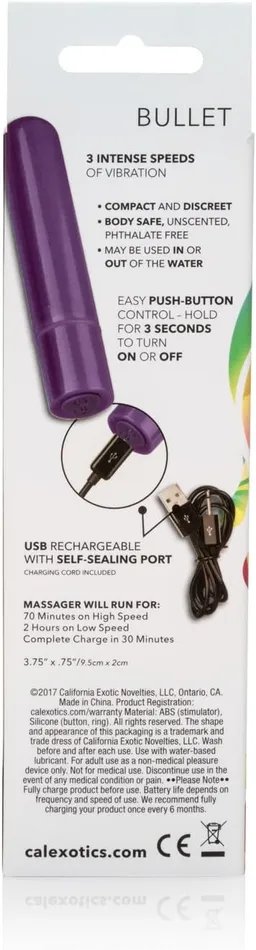 Calexotics Vibrators | Calexotics Tiny Teasers Bullet Purple Rechargeable Vibe Massager Vibrator Calexotics Vibrators | Calexotics Tiny Teasers Bullet Purple Rechargeable Vibe Massager Vibrator