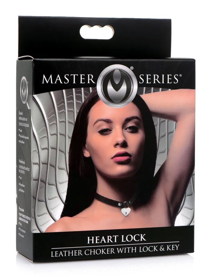 Dildos | Heart Lock Leather Choker with Lock and Key - Master Series