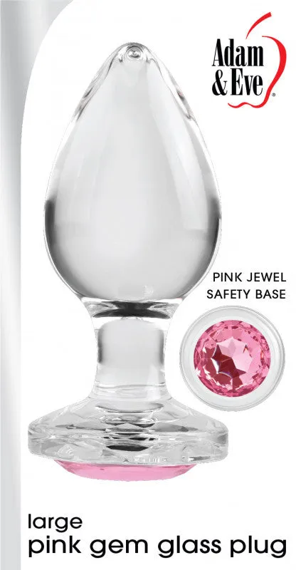 Pink Gem Glass Plug Large Pink Adam and Eve Anal