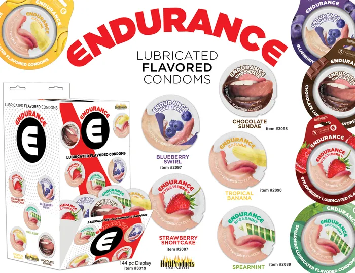 Vibrators Hott Products Endurance Condoms 144 Count Wall Mount Display Assorted Flavors Vibrators Hott Products Endurance Condoms 144 Count Wall Mount Display Assorted Flavors