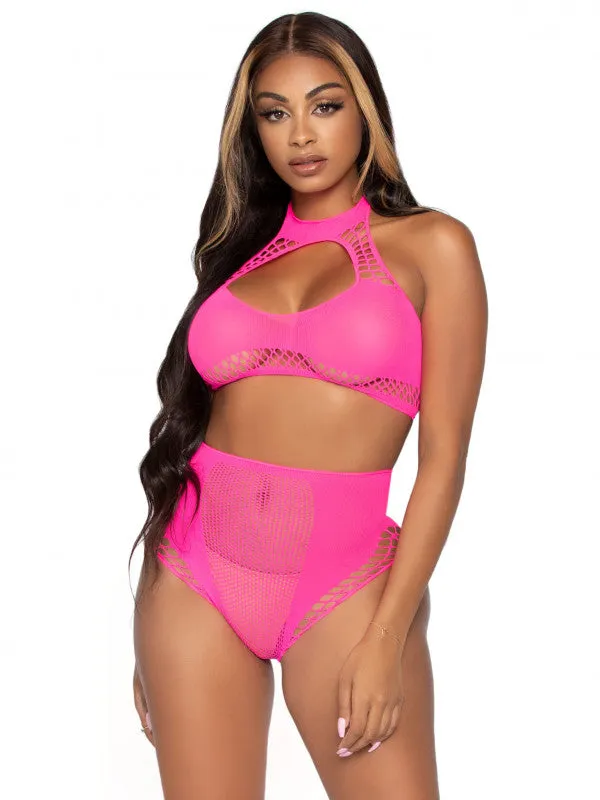 Vibrators Leg Avenue 2 Pc Net Crop Top and High Waist Bottoms One Size Neon Pink Vibrators Leg Avenue 2 Pc Net Crop Top and High Waist Bottoms One Size Neon Pink
