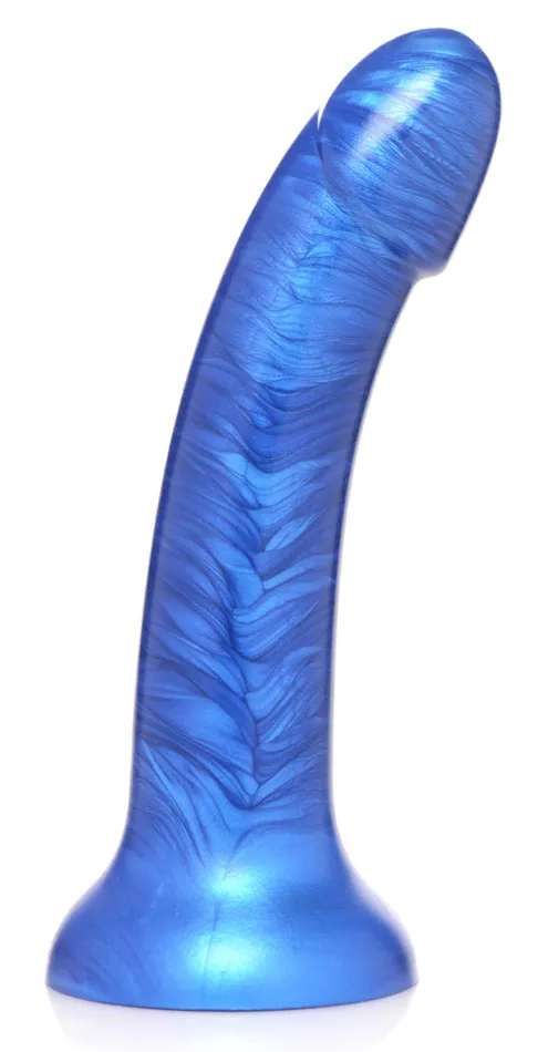 XR Brands Strap U GTastic 7 Inch Metallic Silicone Dildo Blue Anal