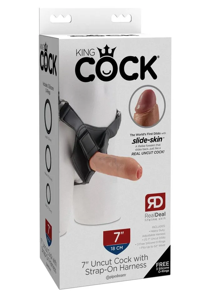 King Cock Uncut Cock Dildo with Strap-On Harness | King Cock Female Sex Toys King Cock Uncut Cock Dildo with Strap-On Harness | King Cock Female Sex Toys