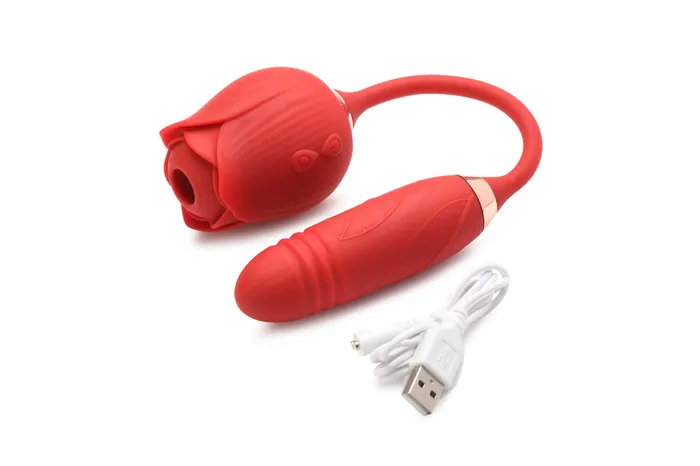 Vibrators | XR Brands inmi Bloomgasm Romping Rose Suction and Thrusting Vibrator - Red Vibrators | XR Brands inmi Bloomgasm Romping Rose Suction and Thrusting Vibrator - Red